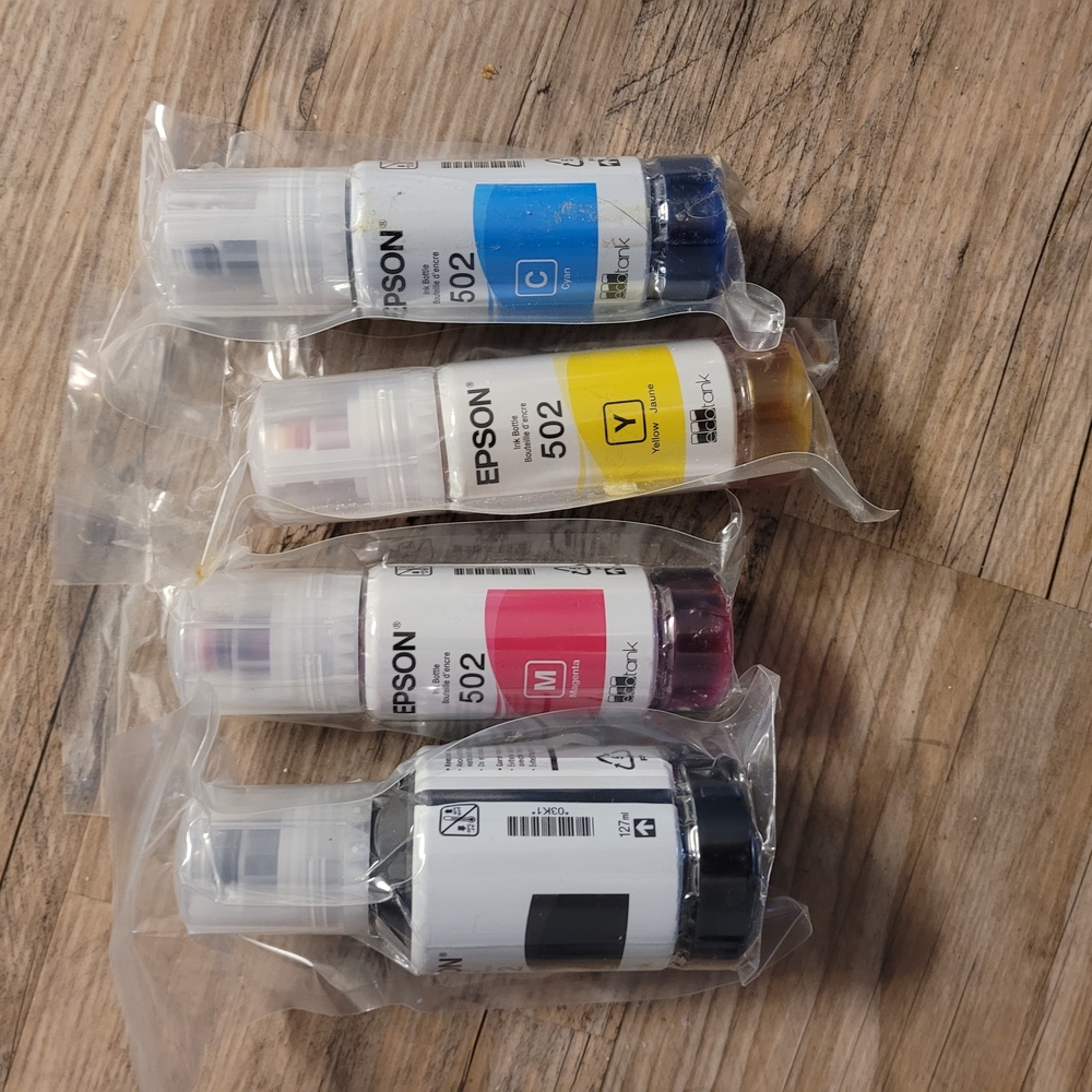 Epson 502 Ink Bottles - Cyan, Yellow, Magenta, Black